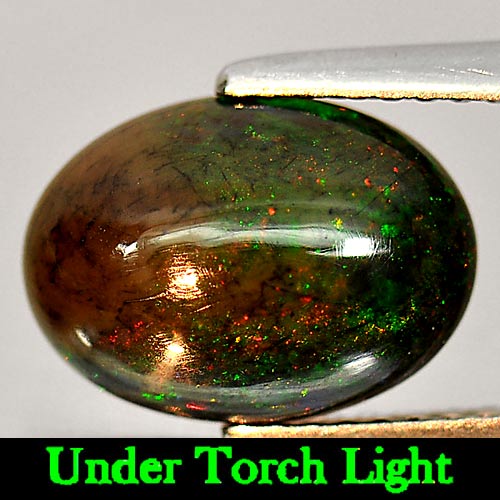 1.96 Ct. Oval Cab Natural Gem Play Of Color Rainbow Fire Red Black Opal