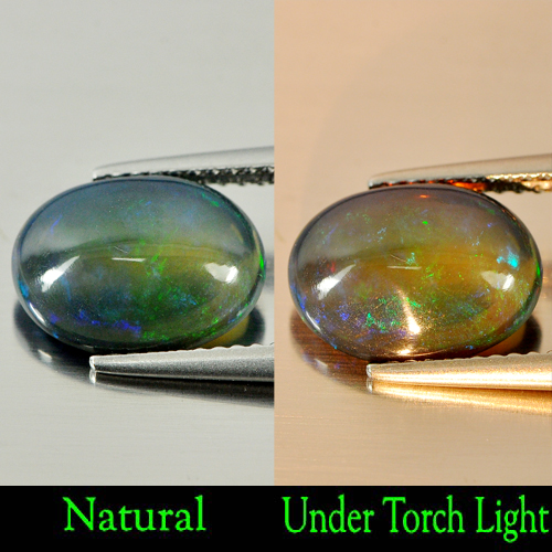 2.07 Ct. Oval Cabochon Natural Gem Play Of Color Rainbow Fire Red Black Opal