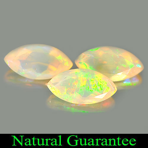 Alluring Gems 1.99 Ct. 3 Pcs. Marquise Natural Multi Color Play Of Colour Opal