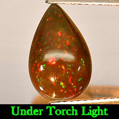 1.81 Ct. Attractive Pear Cab Natural Play Of Color Rainbow Fire Red Black Opal