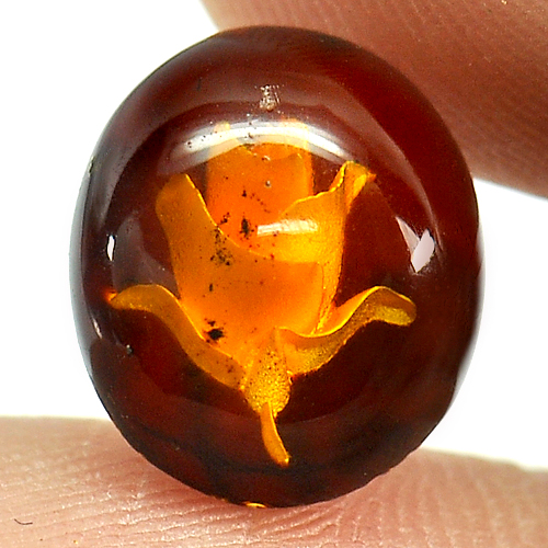 1.35 Ct. Flower Carving In Natural Brown Yellow Amber