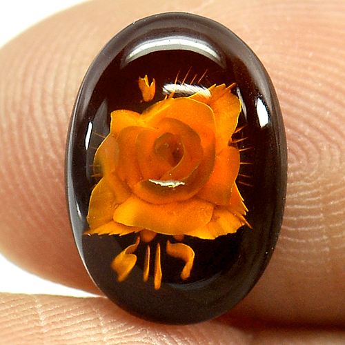 1.18 Ct. Flower Carving In Natural Brown Yellow Amber
