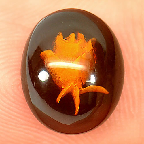 1.04 Ct. Beautiful Flower Carving In Natural Brown Yellow Amber Poland