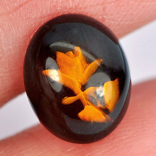 1.02 Ct. Natural Flower Carving In Brown Yellow Amber Poland