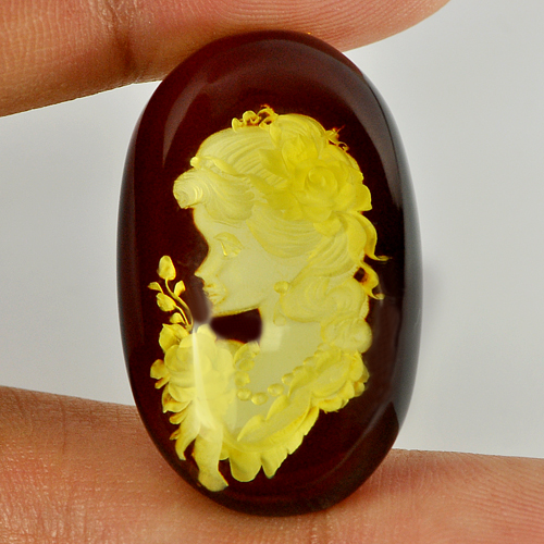 16.69 Ct. Natural Amber Oval Cab Women In Brown Yellow Unheated