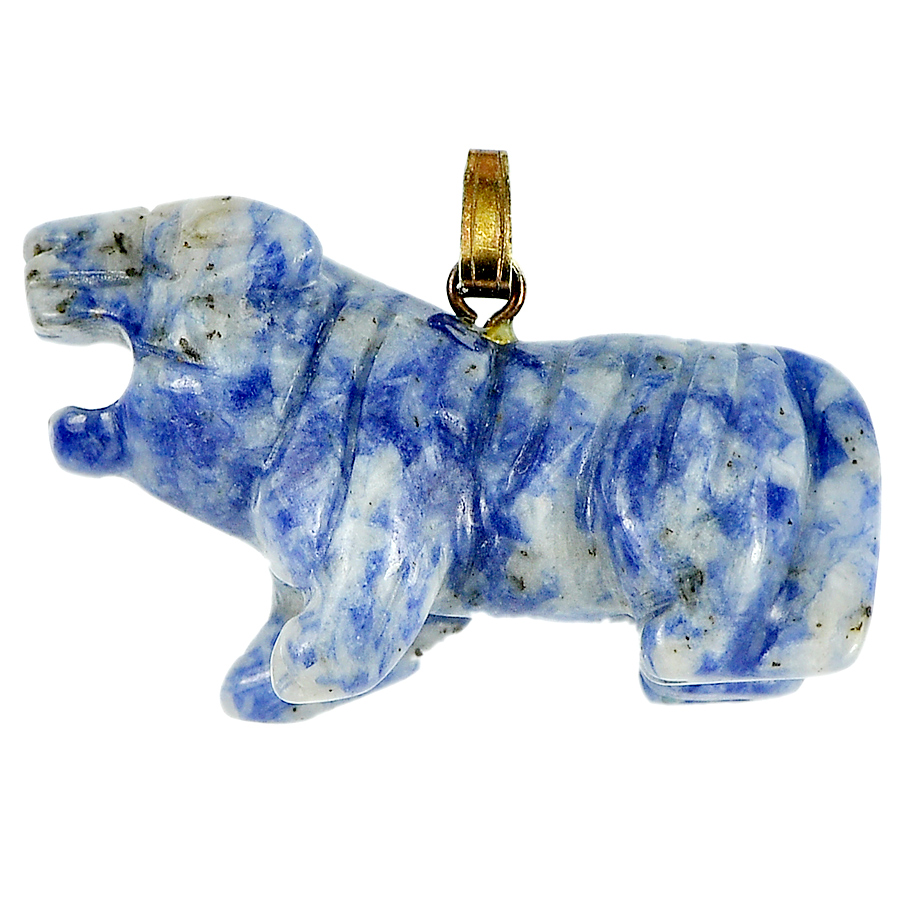 Unheated 48.27 Ct. Good Color Blue White Natural Tiger Carving Sodalite Pendant