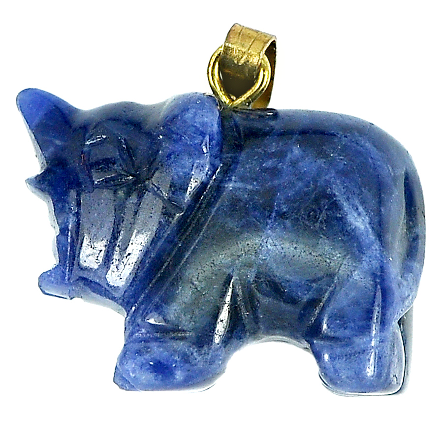 21.11 Ct.Good Color Blue Natural Elephant Carving Blue Sodalite Pendant