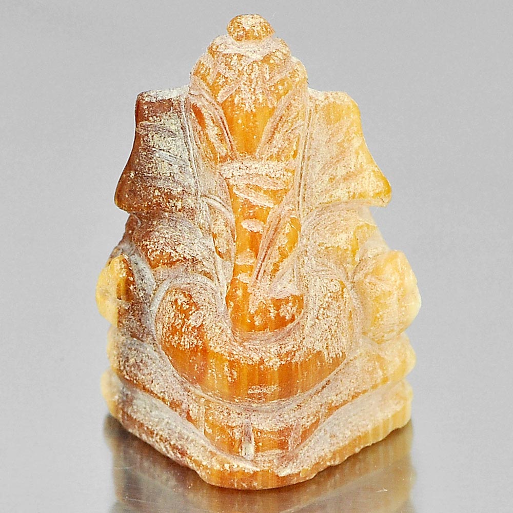 31.11 Ct. Ganesh Carving Natural Brown Orange Petrified Wood
