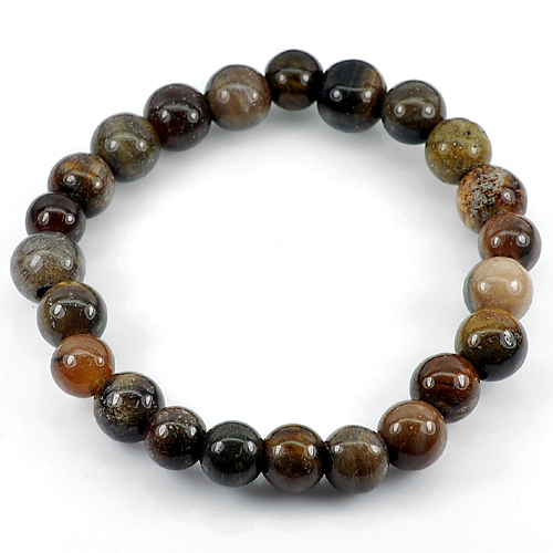 78.20 Ct. Natural Petrified Wood Unheated Brown Unique Pattern Bracelet 8 Inch.