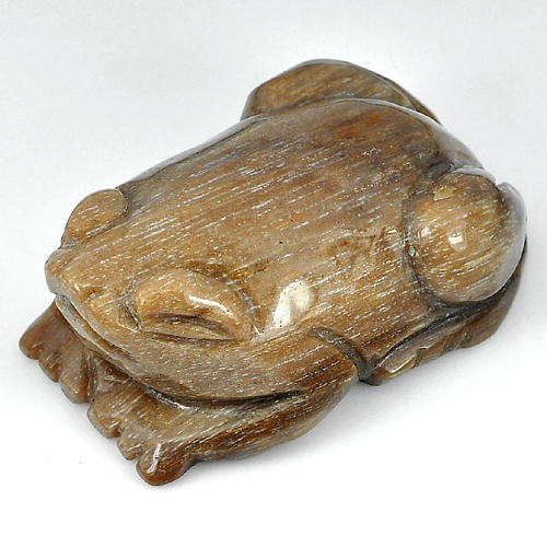 256.32 Ct. Natural Frog Carving Brown Petrified Wood Thailand Unheated