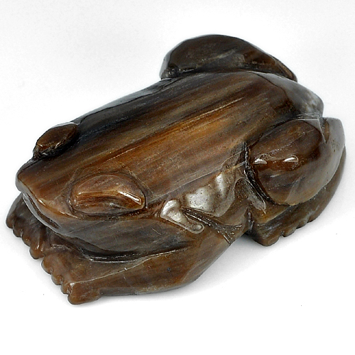 451.48 Ct. Unheated Frog Carving Natural Brown Petrified Wood Thailand