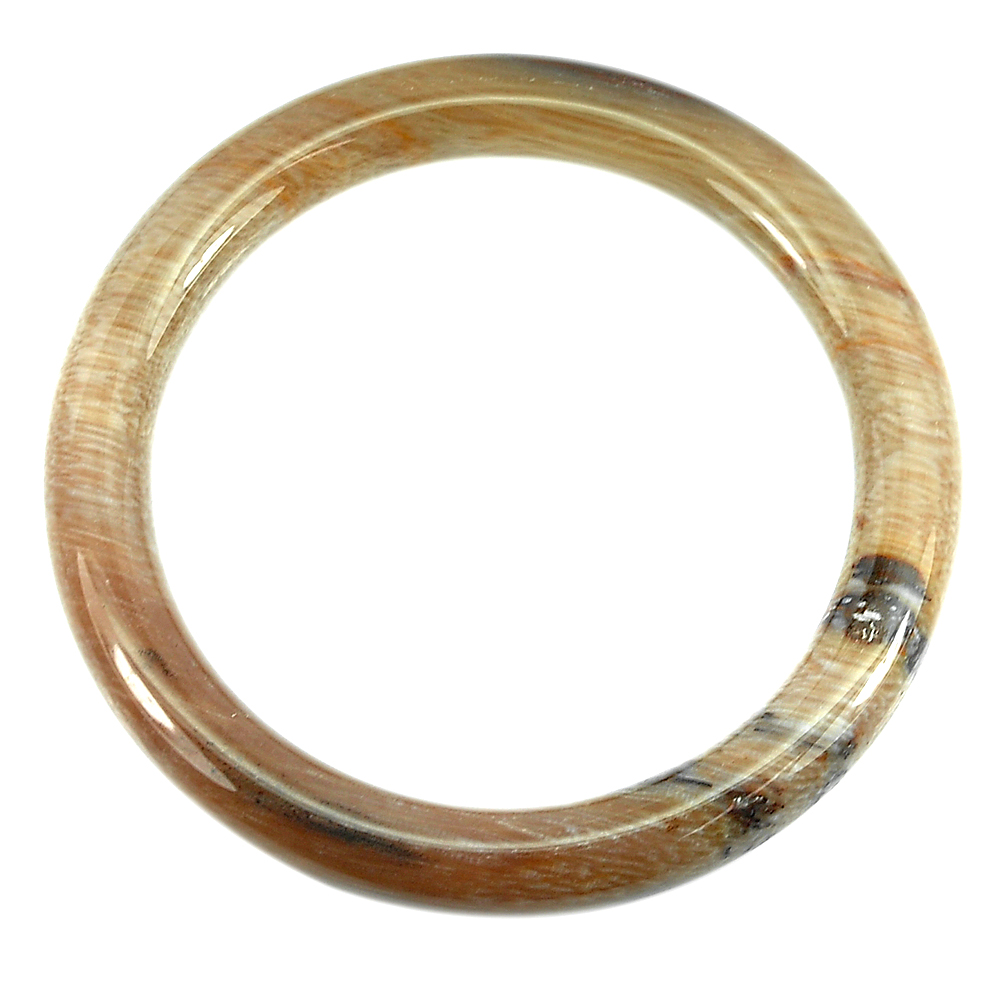215.92 Ct. Delightful Natural Brown Petrified Wood Unique Pattern Bangle .
