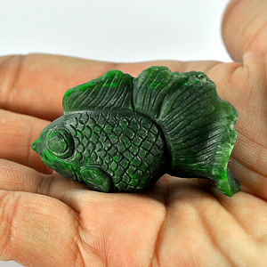 104.60 Ct. Alluring Natural Green Fish Carved Jade