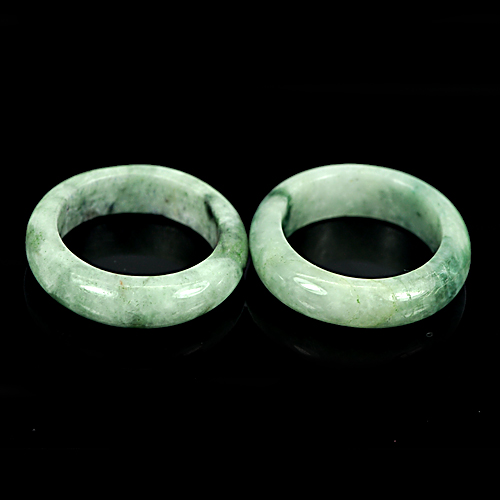 26.35 Ct. 2 Pcs. Round Natural White Green Rings Jade Sz 5 Thailand