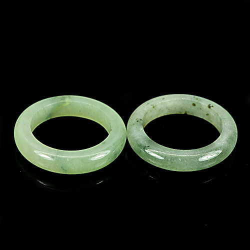 22.80 Ct. 2 Pcs. Round Natural Gems White Green Rings Jade Size 5