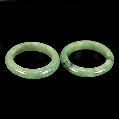24.11 Ct. 2 Pcs. Alluring Round Natural White Green Rings Jade Sz 7