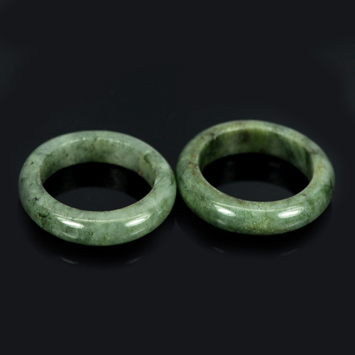 24.78 Ct. 2 Pcs. Attractive Round Natural Gems White Green Rings Jade Size 5