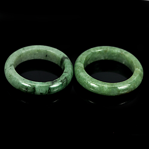 30.05 Ct. 2 Pcs. Good Round Natural White Green Rings Jade Size 7