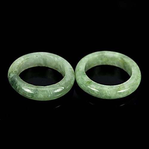 25.23 Ct. 2 Pcs. Delightful Natural Gems White Green Rings Jade Size 5