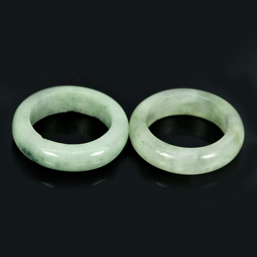 29.39 Ct. 2 Pcs. Good Natural Gems White Green Rings Jade Size 5.5 Unheated