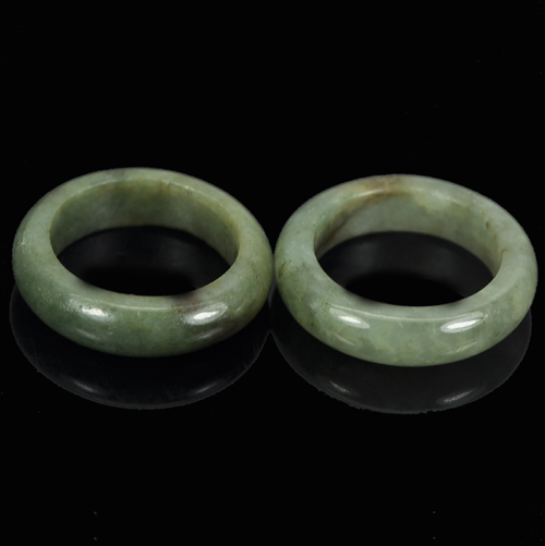 27.06 Ct. 2 Pcs. Alluring Round Natural White Green Rings Jade Sz 5