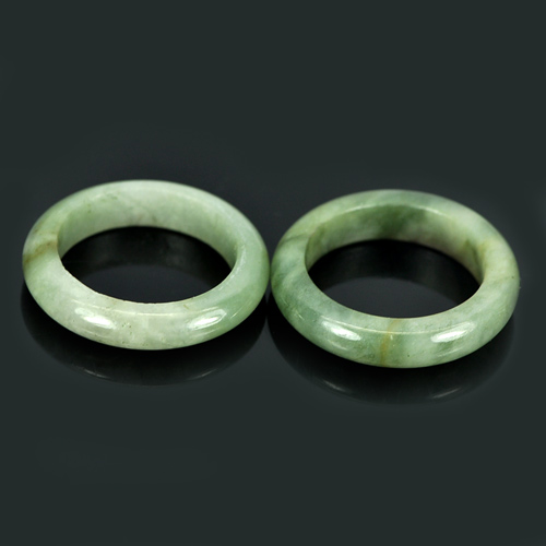 21.65 Ct. 2 Pcs. Attractive Natural Gems White Green Rings Jade Size 5