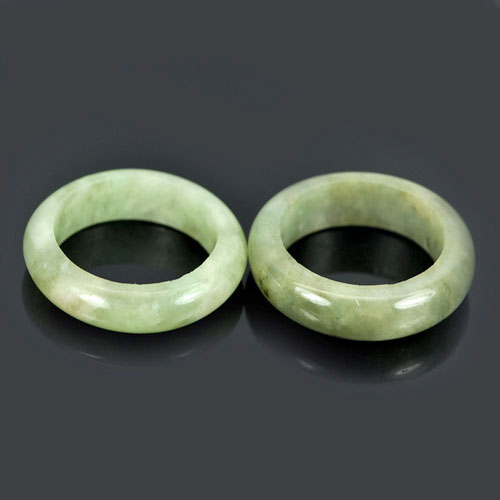 26.57 Ct. 2 Pcs. Round Natural White Green Rings Jade Size 5 Thailand