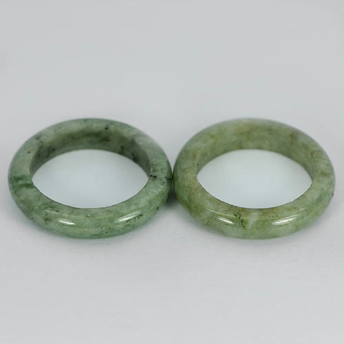 26.71 Ct. 2 Pcs. Round Natural White Green Rings Jade Size 7 Thailand