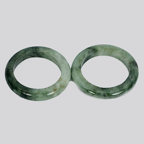 27.19 Ct. 2 Pcs. Natural Gemstone White Green  Jade Ring Size 7.5