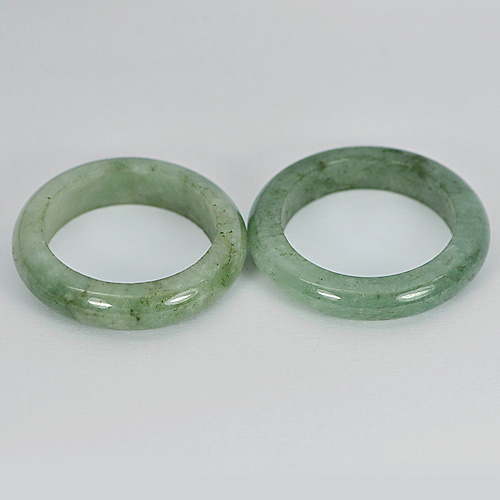 30.11 Ct. 2 Pcs. Charming Natural White Green Rings Jade Size 7 to 7.5