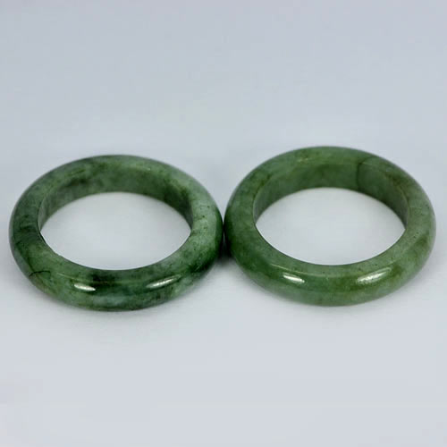 30.28 Ct. 2 Pcs. Round Natural White Green Rings Jade Size 7 Thailand