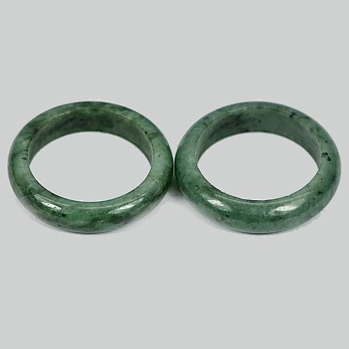 25.39 Ct. 2 Pcs. Round Natural White Green Rings Jade Size 7