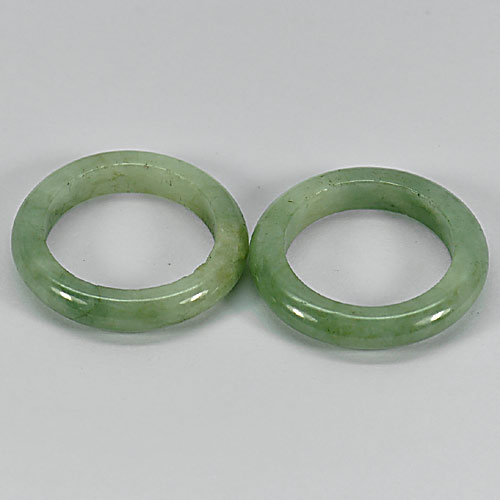 27.50 Ct. 2 Pcs. Natural Gems White Green Rings Jade Size 7 Thailand