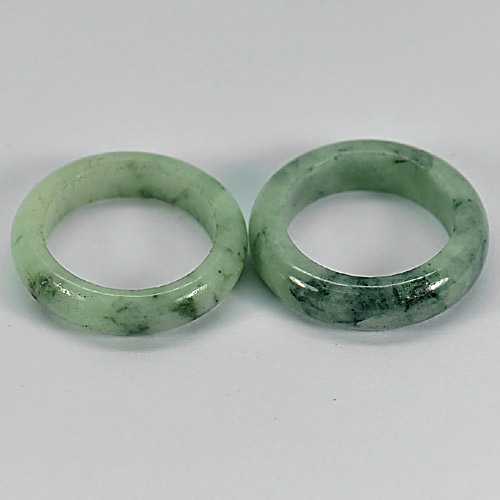 25.80 Ct. 2 Pcs. Natural Gems White Green Rings Jade Size 5 Thailand