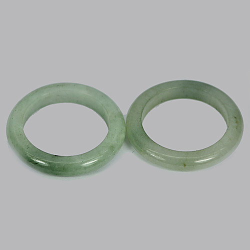 24.00 Ct. 2 Pcs. Charming Round Natural White Green Rings Jade Size 7