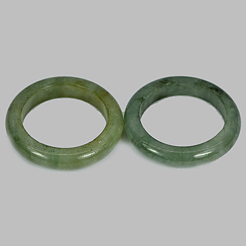 27.33 Ct. 2 Pcs. Attractive Natural White Green Rings Jade Size 7 to 7.5