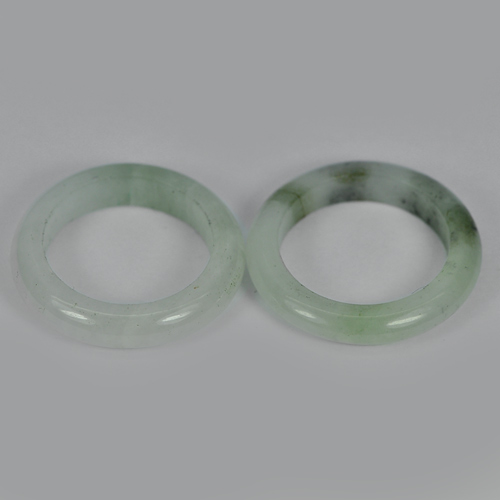 28.29 Ct. 2 Pcs. Nice Natural White Green Rings Jade Size 7 to 7.5