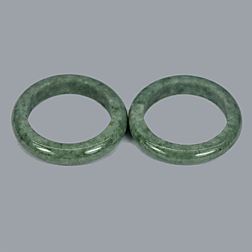 24.39 Ct. 2 Pcs. Round Natural Gemstone Green Jade Ring Size 7.5 Unheated