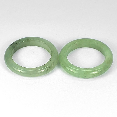 24.43 Ct. 2 Pcs. Alluring Round Natural White Green Rings Jade Size 7