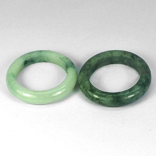 25.51 Ct. 2 Pcs. Nice Round Natural White Green Rings Jade Size 7
