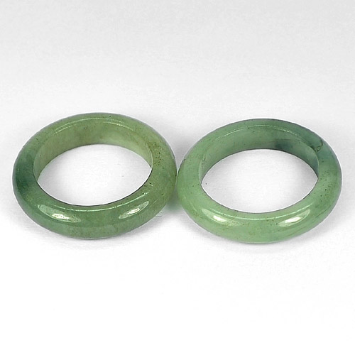 30.97 Ct. 2 Pcs. Alluring Natural White Green Rings Jade Size 7