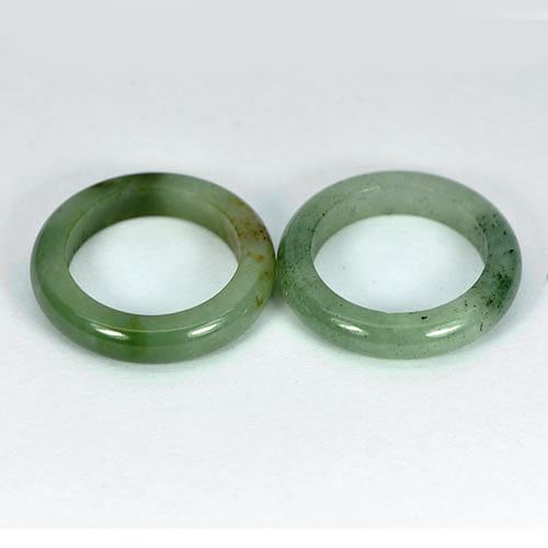 23.62 Ct. 2 Pcs. Round Natural Gems White Green Rings Jade Size 5