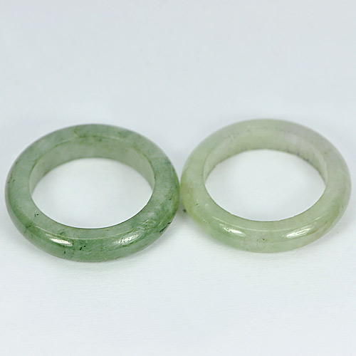 24.11 Ct. 2 Pcs. Good Natural Gems White Green Rings Jade Size 5