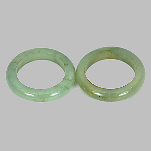 28.89 Ct. 2 Pcs. Round Natural Gems White Green Honey Rings Jade Size 7 to 7.5