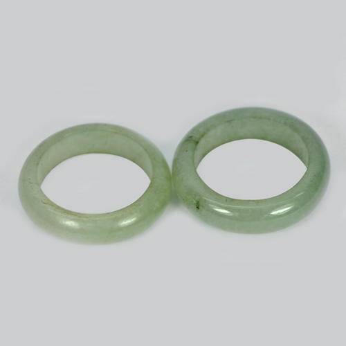 24.98 Ct. 2 Pcs. Round Natural Gems White Green Rings Jade Size 5