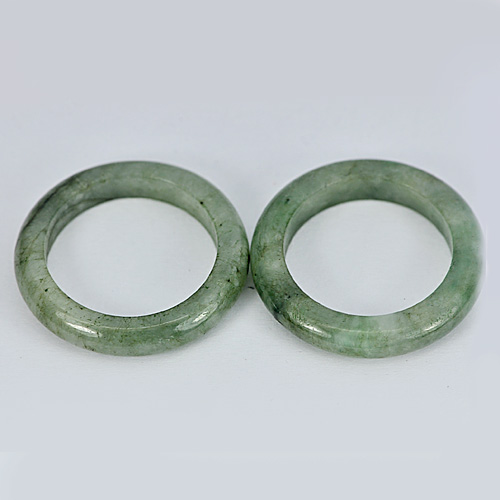 26.01 Ct. 2 Pcs. Beautiful Natural Gems White Green Rings Jade Size 7