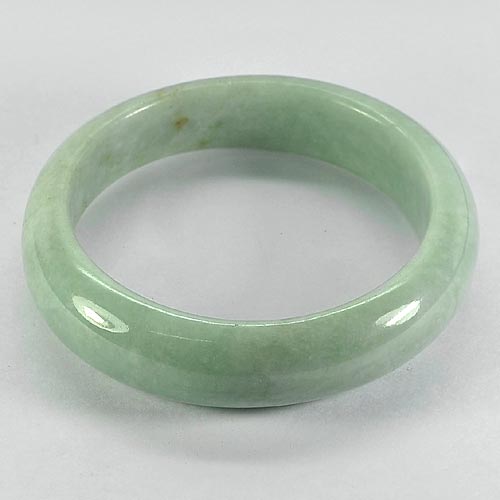 300.00 Ct. Diameter 56 Mm. Round Natural White Green Jade Bangle