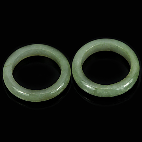 21.11 Ct. 2 Pcs. Attractive Natural White Green Rings Jade Sz 5