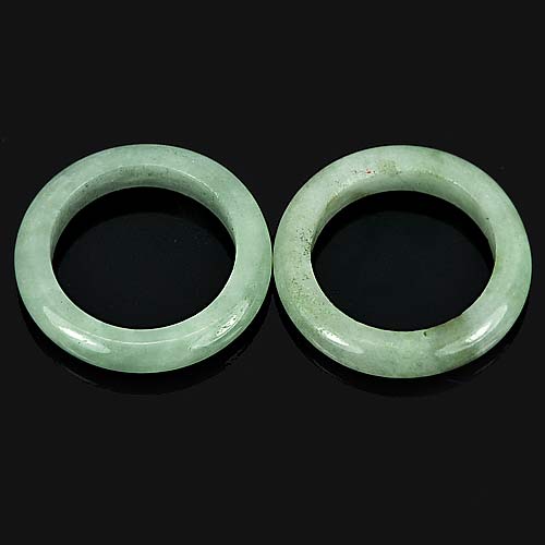 20.74 Ct. 2 Pcs. Round Natural Gems White Green Rings Jade Sz 5