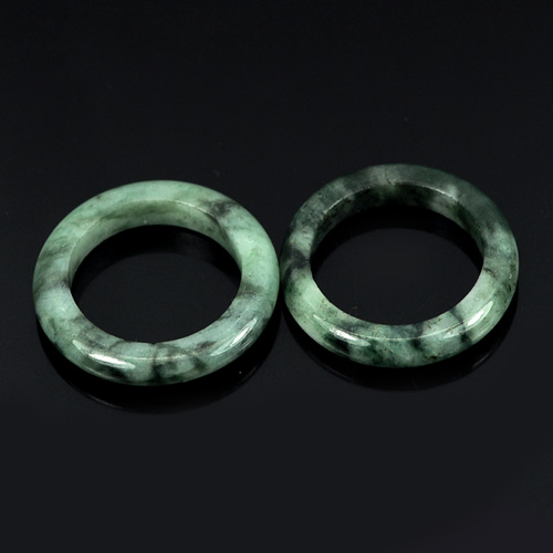 20.60 Ct. 2 Pcs. Natural White Green Black Rings Jade Sz 5 Thailand